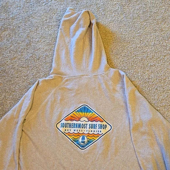 Southernmost Surf Shop Key West Florida Women's Beige Hoodie Sweatshirt Size XL - Picture 8 of 9